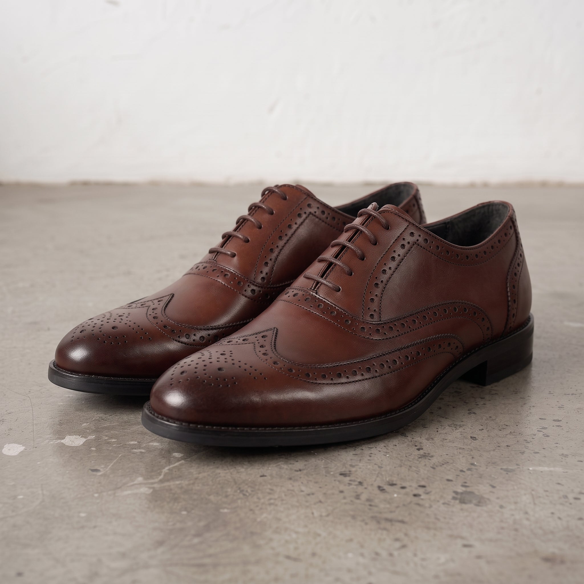 Men's Brown Wingtip Leather Oxfords — Burbury