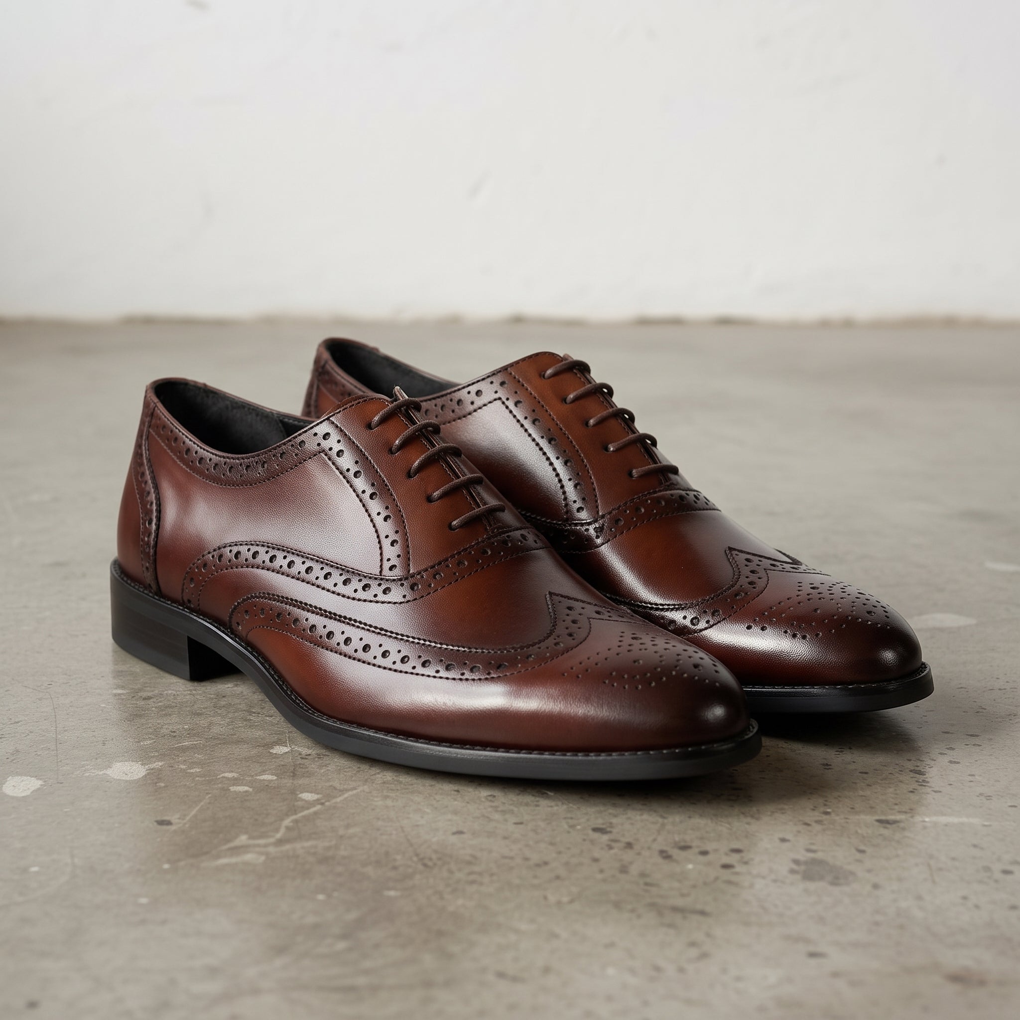Men's Brown Wingtip Leather Oxfords — Burbury