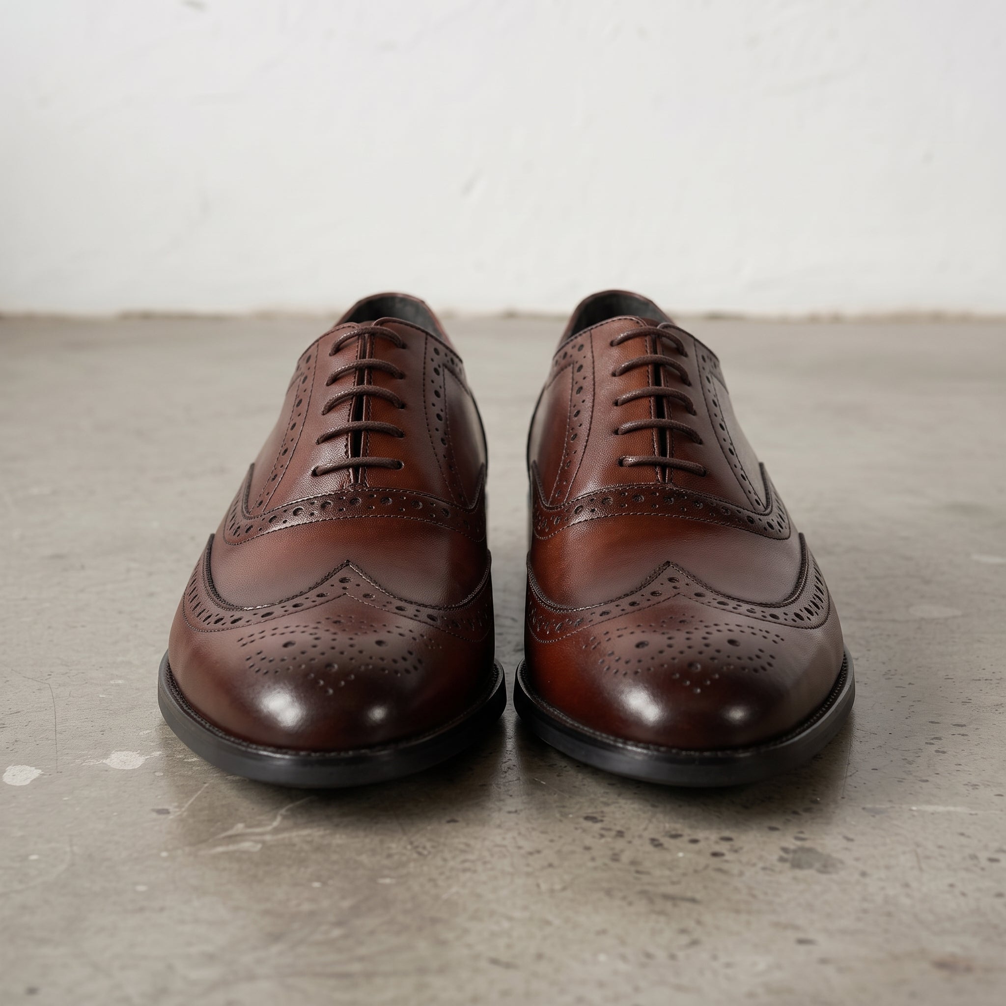 Men's Brown Wingtip Leather Oxfords — Burbury