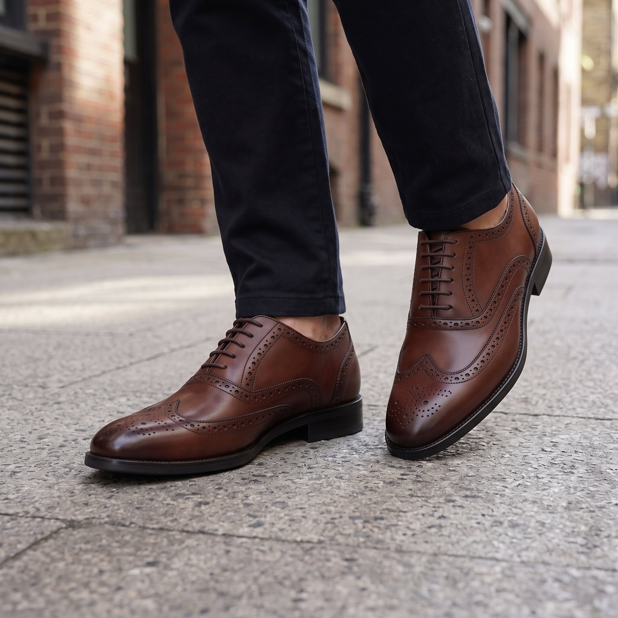 Men's Brown Wingtip Leather Oxfords — Burbury