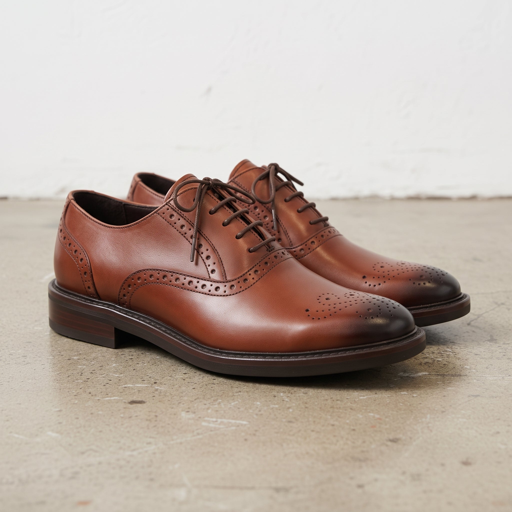 Men's Brown Wingtip Leather Brogues — Keating