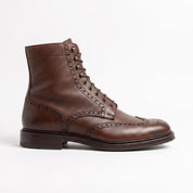 Men's Brown Wingtip Pebbled Leather Derby Boots — Smallwood