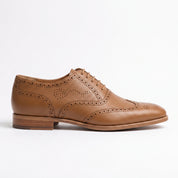 Men's Brown Wingtip Pebbled Leather Oxfords — Chigwell
