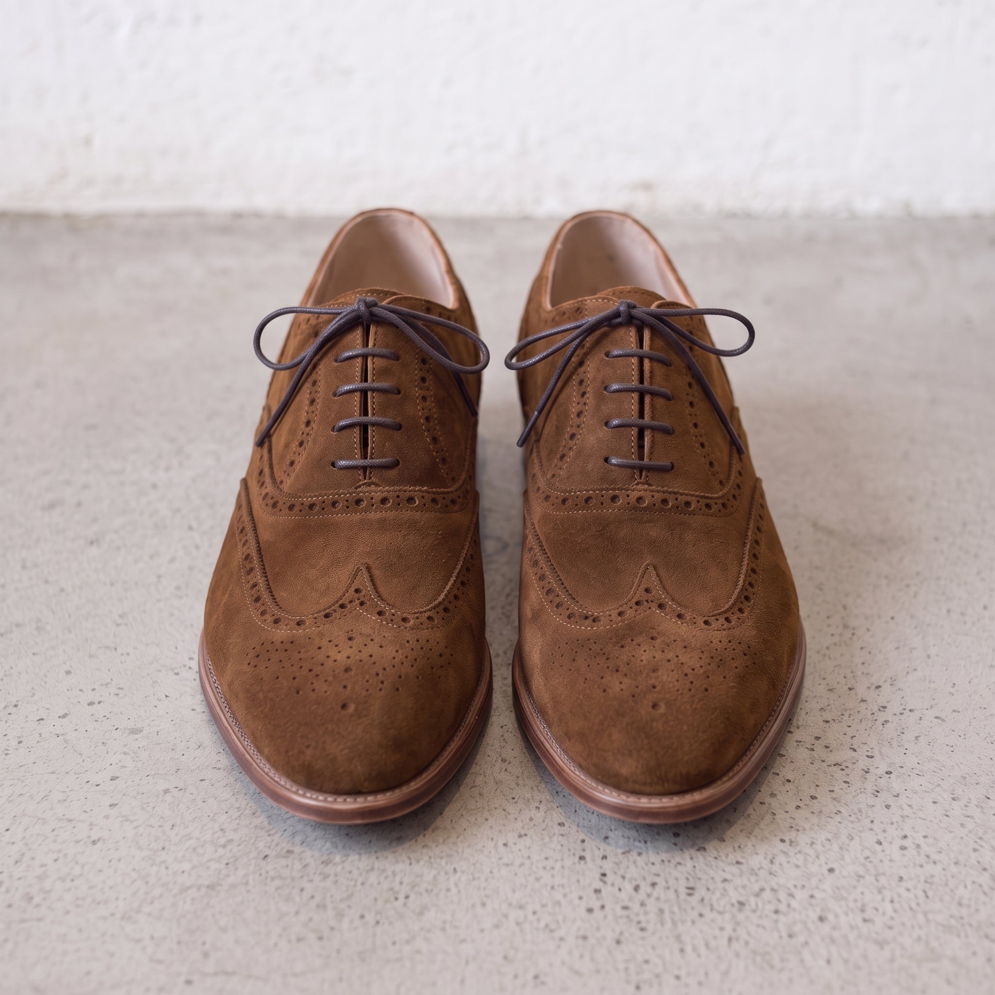 Men's Brown Wingtip Suede Oxfords — Galsworthy
