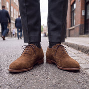 Men's Brown Wingtip Suede Oxfords — Galsworthy