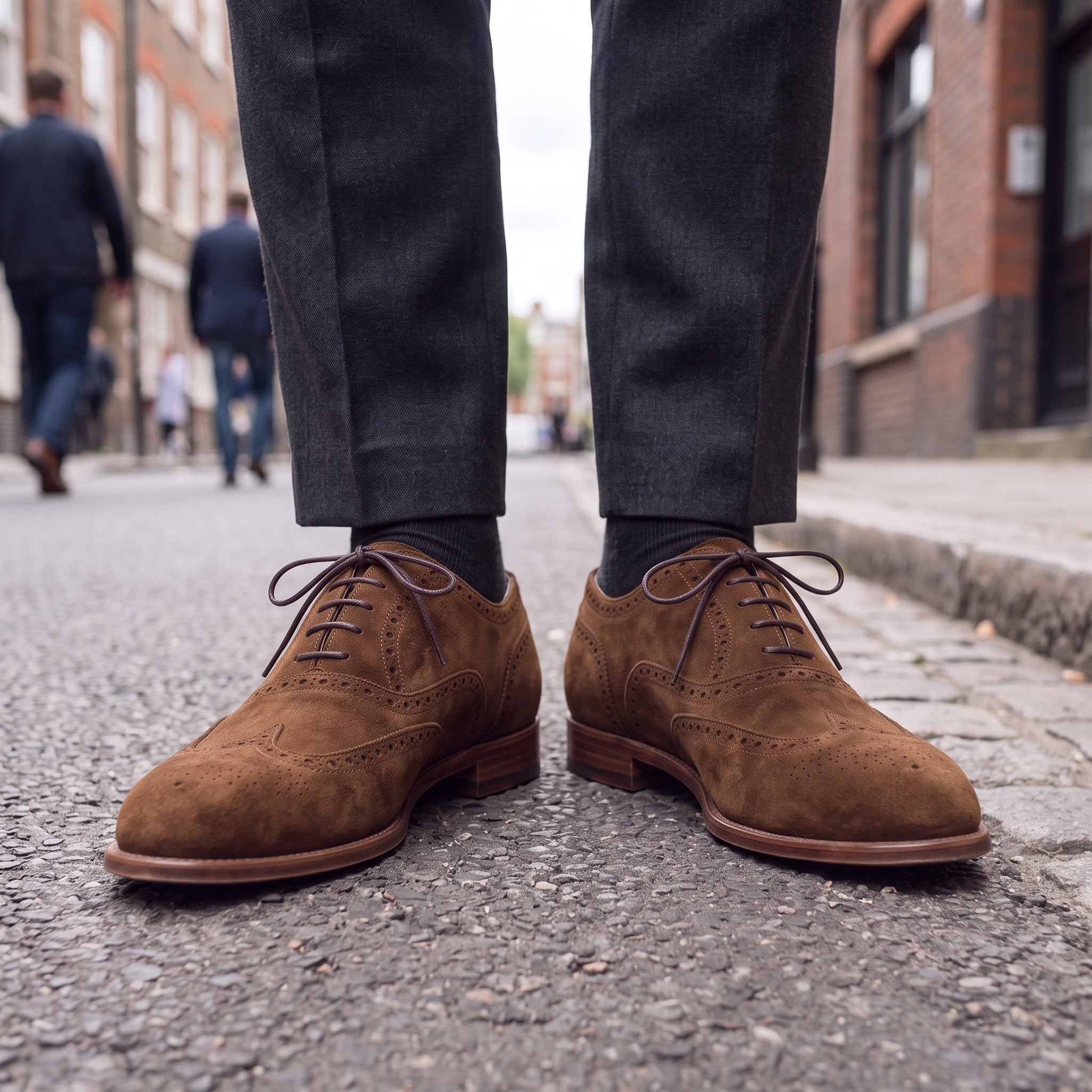 Men's Brown Wingtip Suede Oxfords — Galsworthy