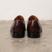 Men's Burgundy Alligator-Embossed Leather Derby Shoes — Halden