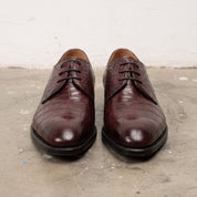 Men's Burgundy Alligator-Embossed Leather Derby Shoes — Halden