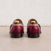 Men's Burgundy and Beige Wingtip Fringe Leather Tassel Loafers — Bell