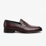 Men's Burgundy and Black Apron-Toe Leather Penny Loafers — Cheltenham