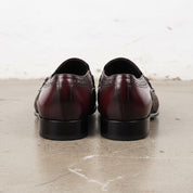 Men's Burgundy and Black Cap-Toe Leather Bit Loafers — Hodson