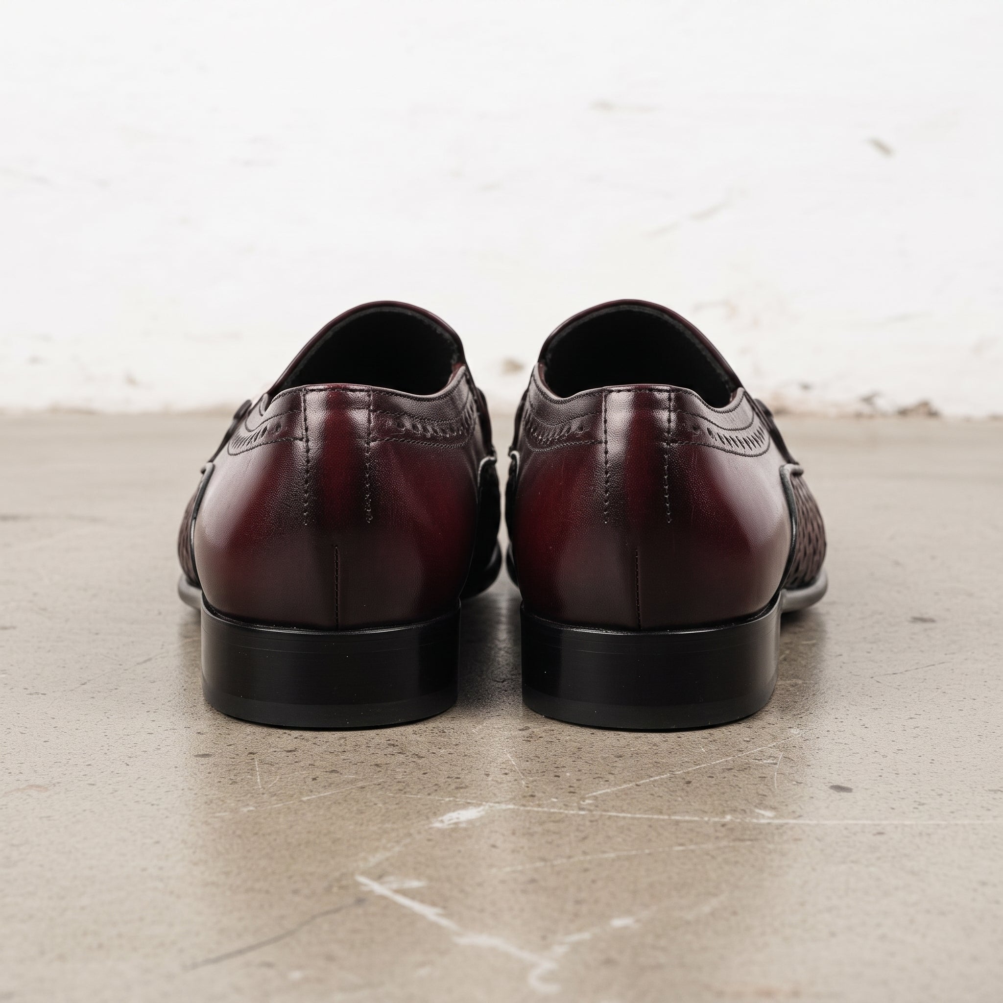 Men's Burgundy and Black Cap-Toe Leather Bit Loafers — Hodson