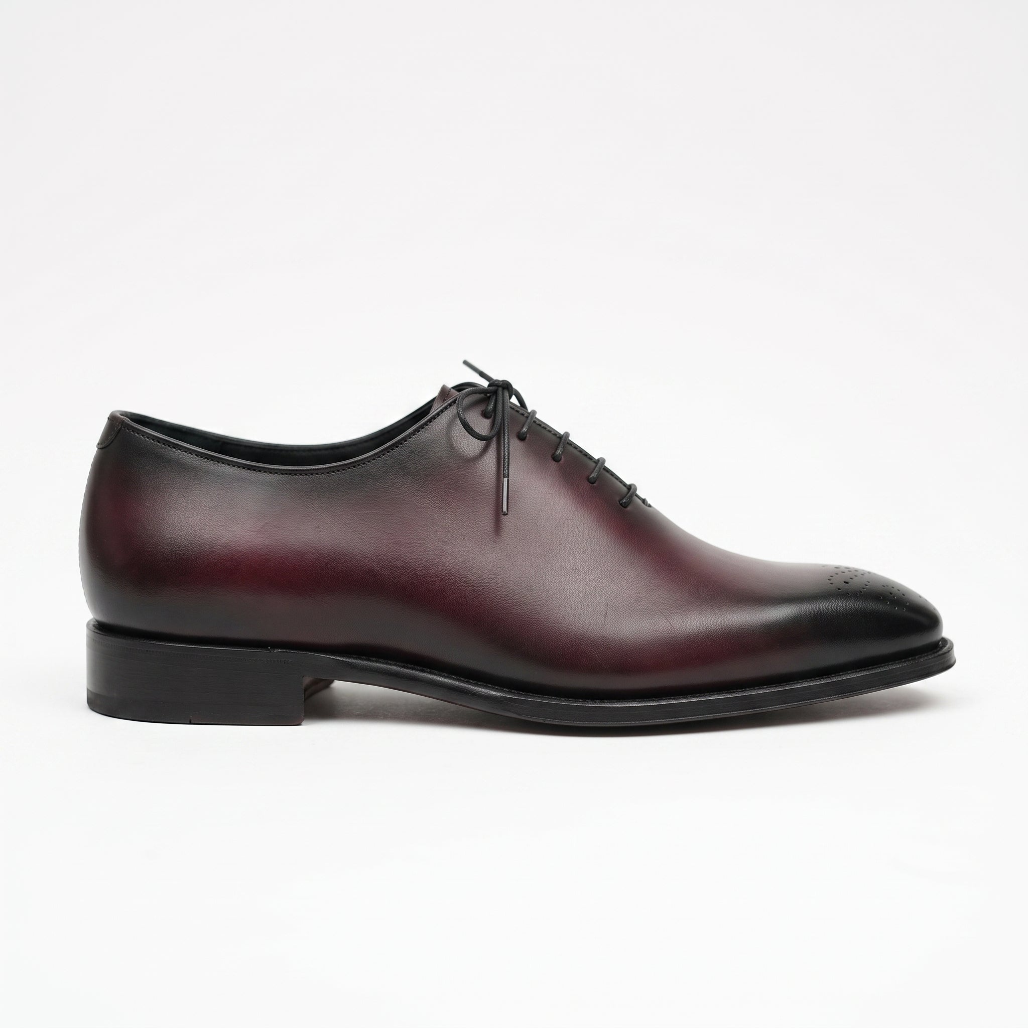 Men's Burgundy and Black Cap-Toe Leather Oxfords — Harvey