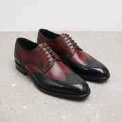 Men's Burgundy and Black Wingtip Leather Brogue Derbys — Castley