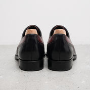 Men's Burgundy and Black Wingtip Leather Brogue Derbys — Castley