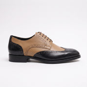 Men's Tan and Black Wingtip Leather Brogue Derbys — Castley