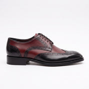 Men's Burgundy and Black Wingtip Leather Derbys — Hopkins