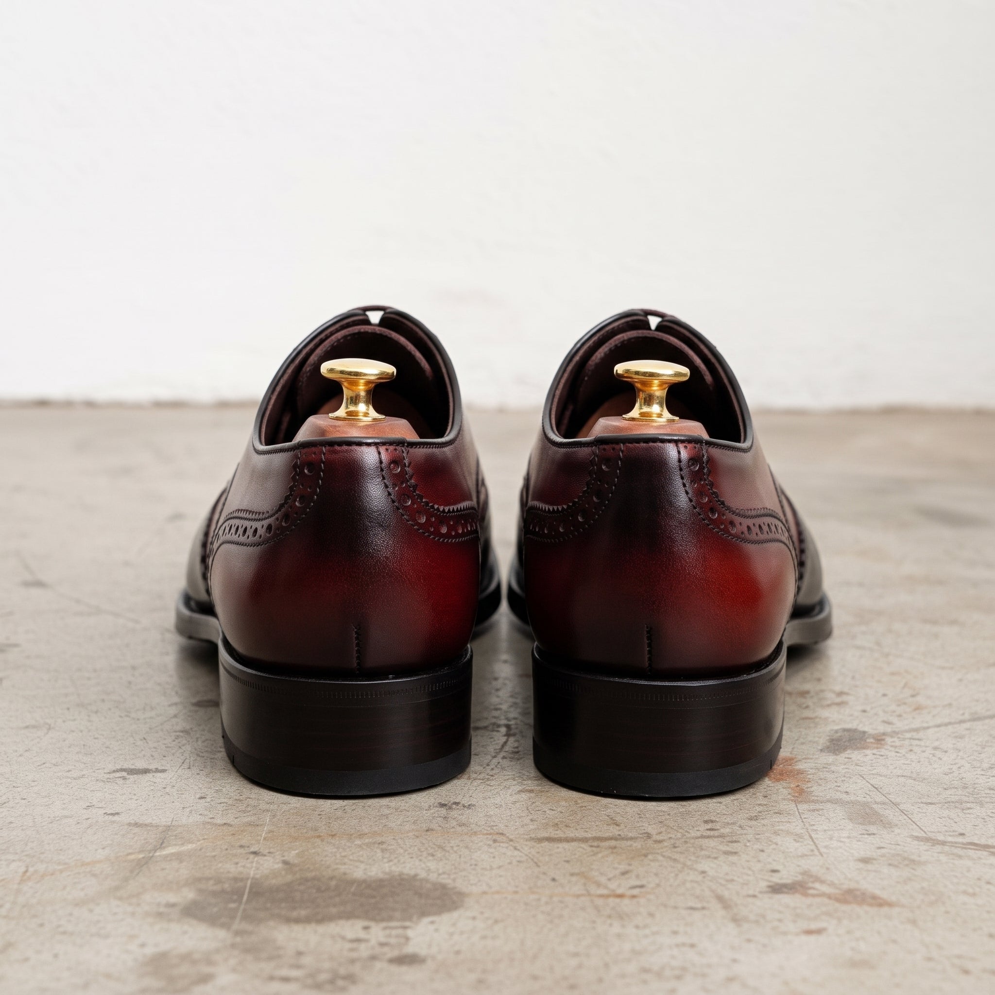 Men's Burgundy and Black Wingtip Leather Derbys — Hopkins