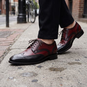 Men's Burgundy and Black Wingtip Leather Derbys — Hopkins
