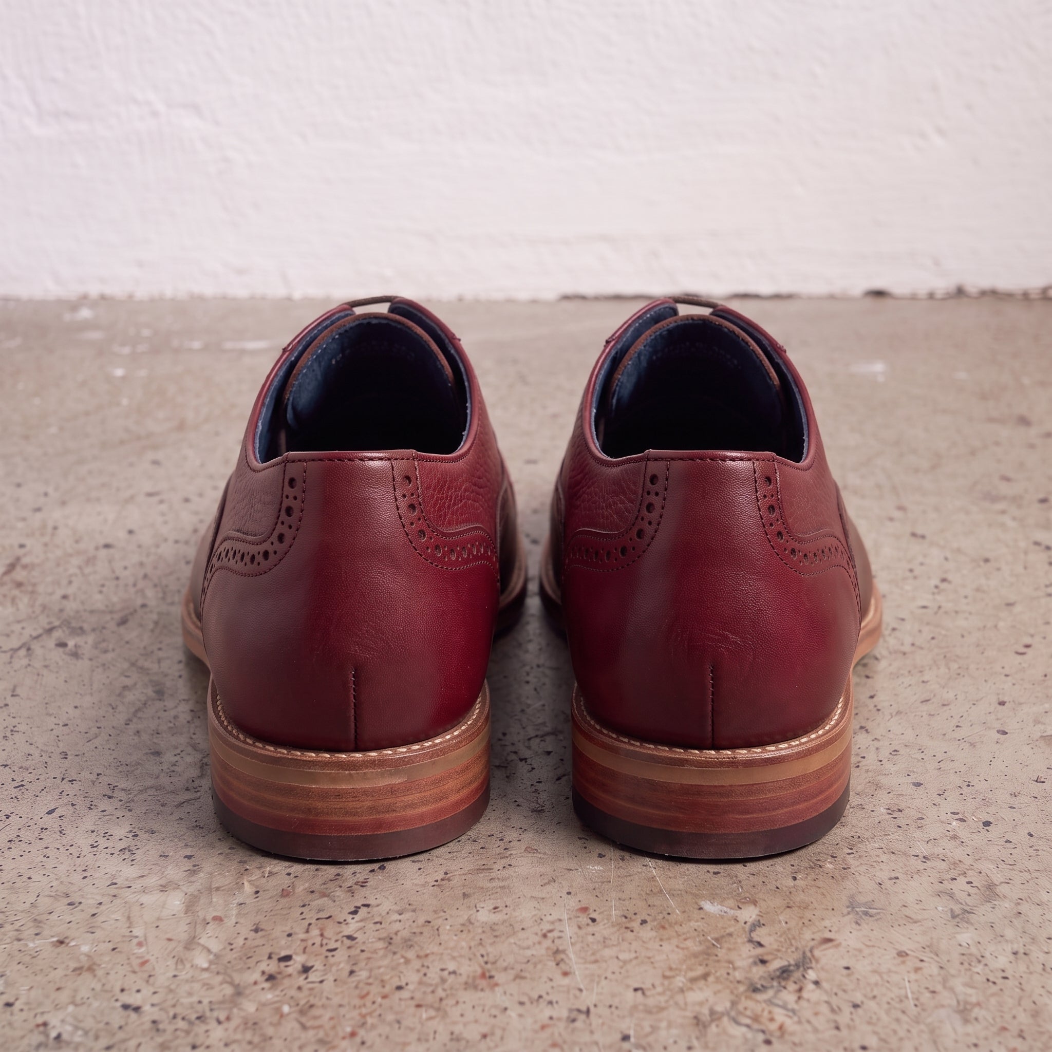 Men's Burgundy and Brown Cap-Toe Leather Spectator Oxfords — Lyneham