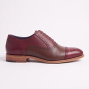 Men's Burgundy and Brown Cap-Toe Leather Spectator Oxfords — Lyneham