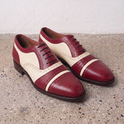 Men's Burgundy and Cream Leather Spectator Oxfords — Hensley