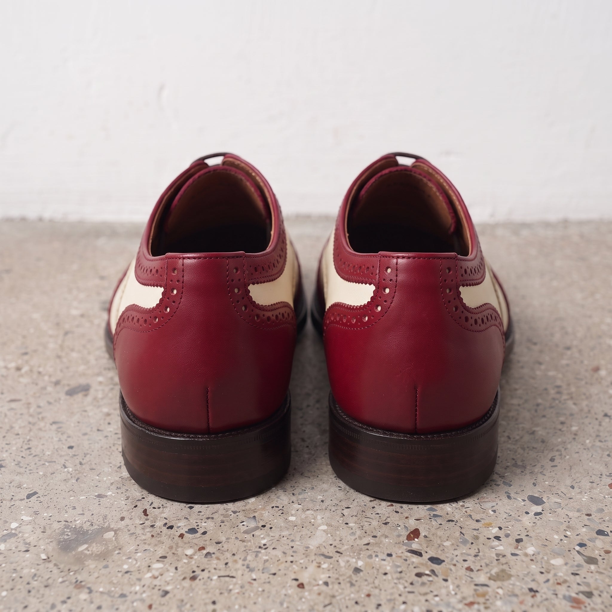 Men's Burgundy and Cream Leather Spectator Oxfords — Hensley