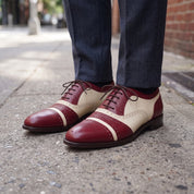 Men's Burgundy and Cream Leather Spectator Oxfords — Hensley