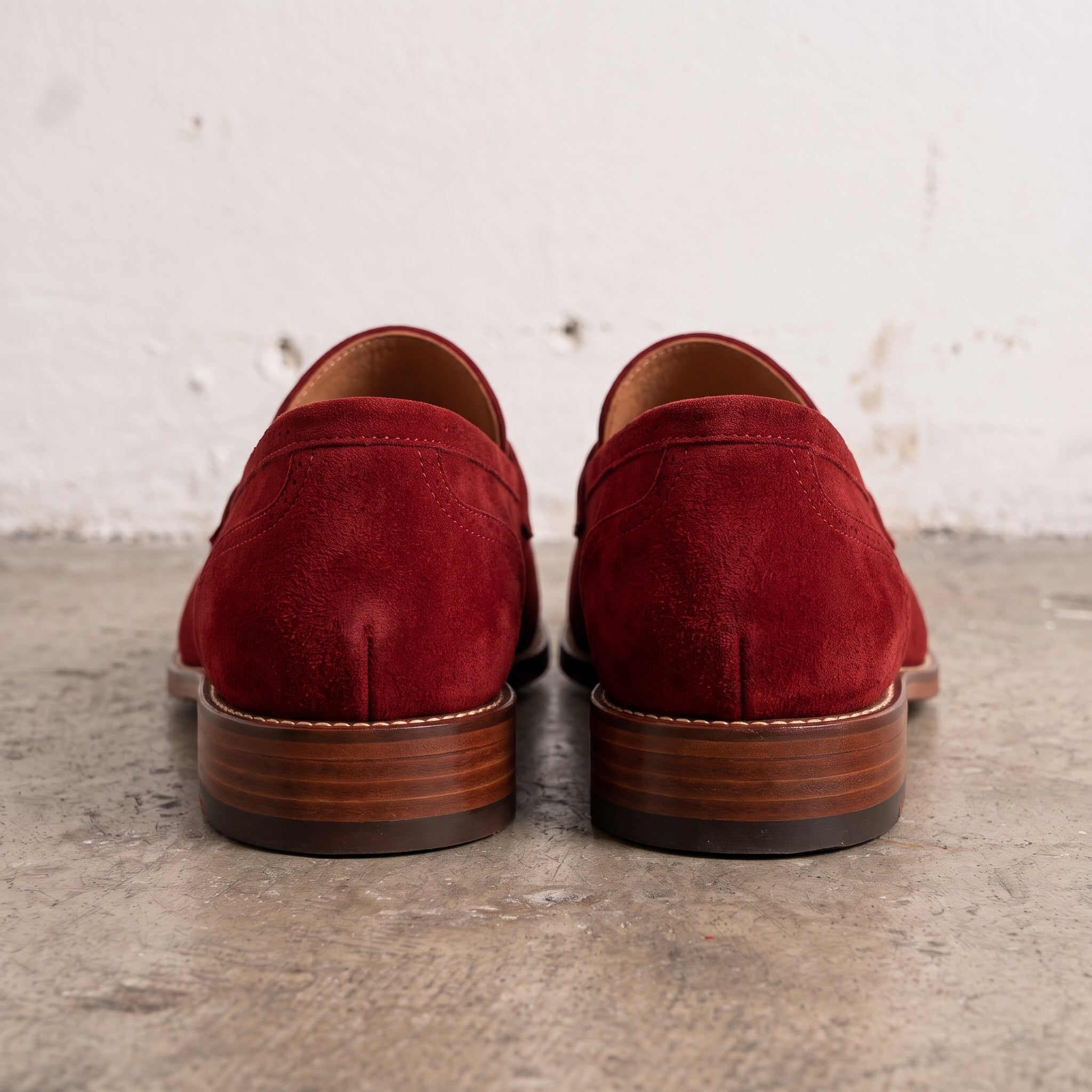 Men's Burgundy and Cream Suede Penny Loafers — Elson