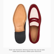 Men's Burgundy and Cream Suede Penny Loafers — Elson