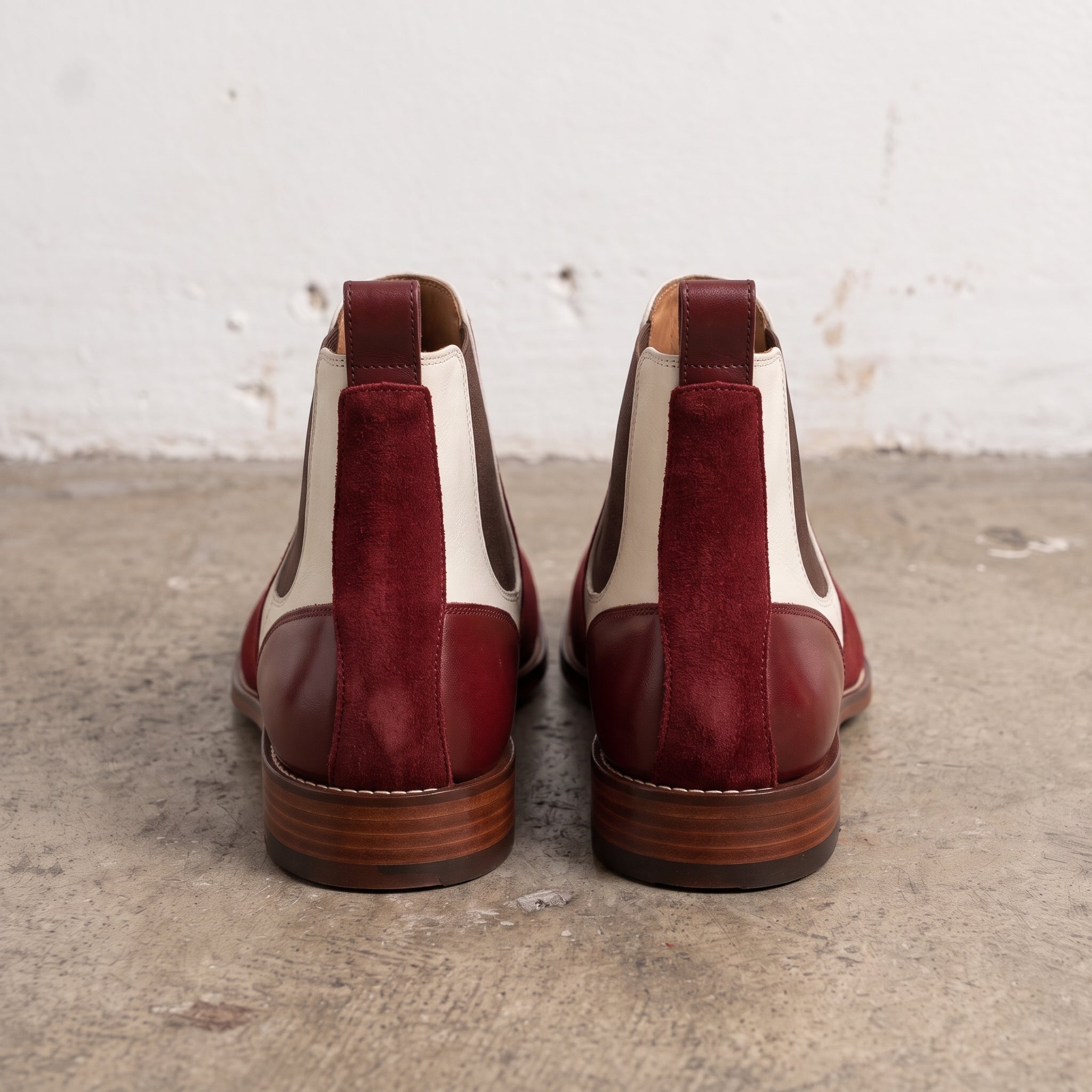 Men's Burgundy and Cream Plain-Toe Suede Chelsea Boots — Healy