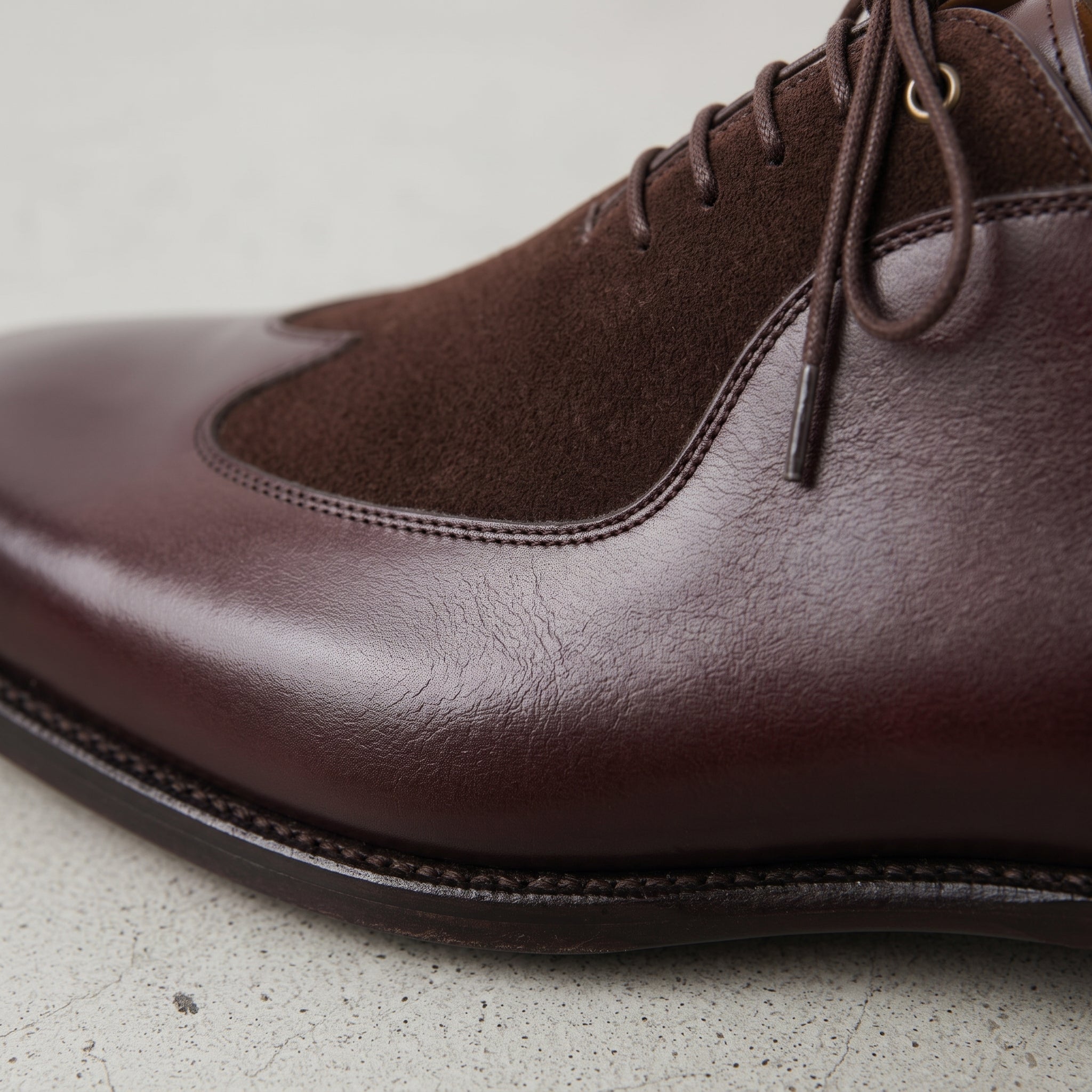 Men's Burgundy and Dark Brown Leather Oxfords — Edbrook