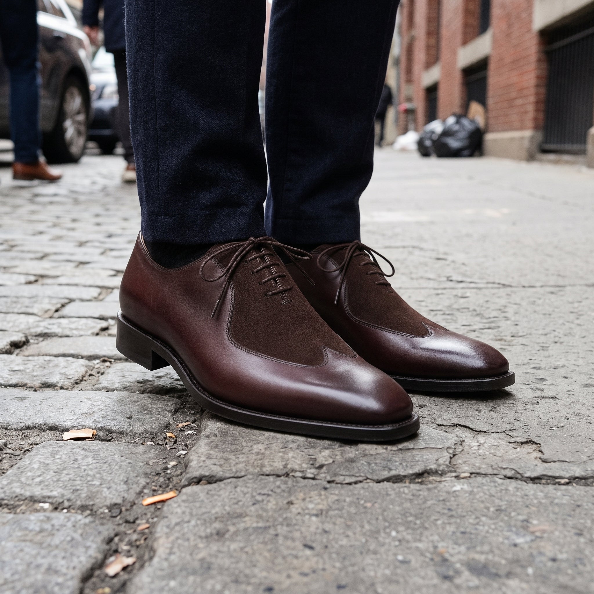 Men's Burgundy and Dark Brown Leather Oxfords — Edbrook