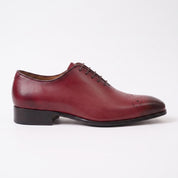Men's Burgundy and Dark Brown Medallion Toe Leather Oxfords — Bradford
