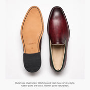 Men's Burgundy and Green Plain-Toe Leather Loafers — Gadsby