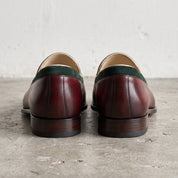 Men's Burgundy and Green Plain-Toe Leather Loafers — Gadsby