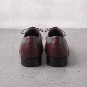 Men's Burgundy and Grey Cap-Toe Leather Oxfords — Hastings