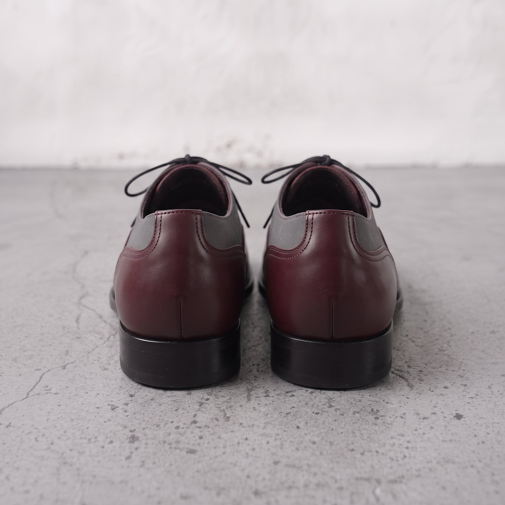 Men's Burgundy and Grey Cap-Toe Leather Oxfords — Hastings