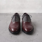 Men's Burgundy and Grey Cap-Toe Leather Oxfords — Hastings