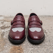 Men's Burgundy and Grey Wingtip Leather Monk Strap Loafers — Finlay — Finlay