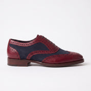 Men's Burgundy and Navy Wingtip Leather Spectator Oxfords — Anglesey