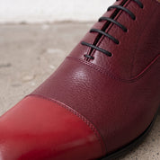 Men's Burgundy and Red Cap-Toe Leather Oxfords — Kenley