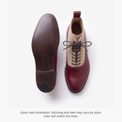 Men's Burgundy and Tan Leather Wingtip Oxford Boots — Binham