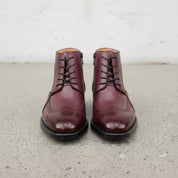Men's Burgundy and Tan Wingtip Leather Oxford Boots — Bulmer