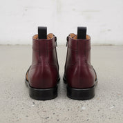 Men's Burgundy and Tan Wingtip Leather Oxford Boots — Bulmer