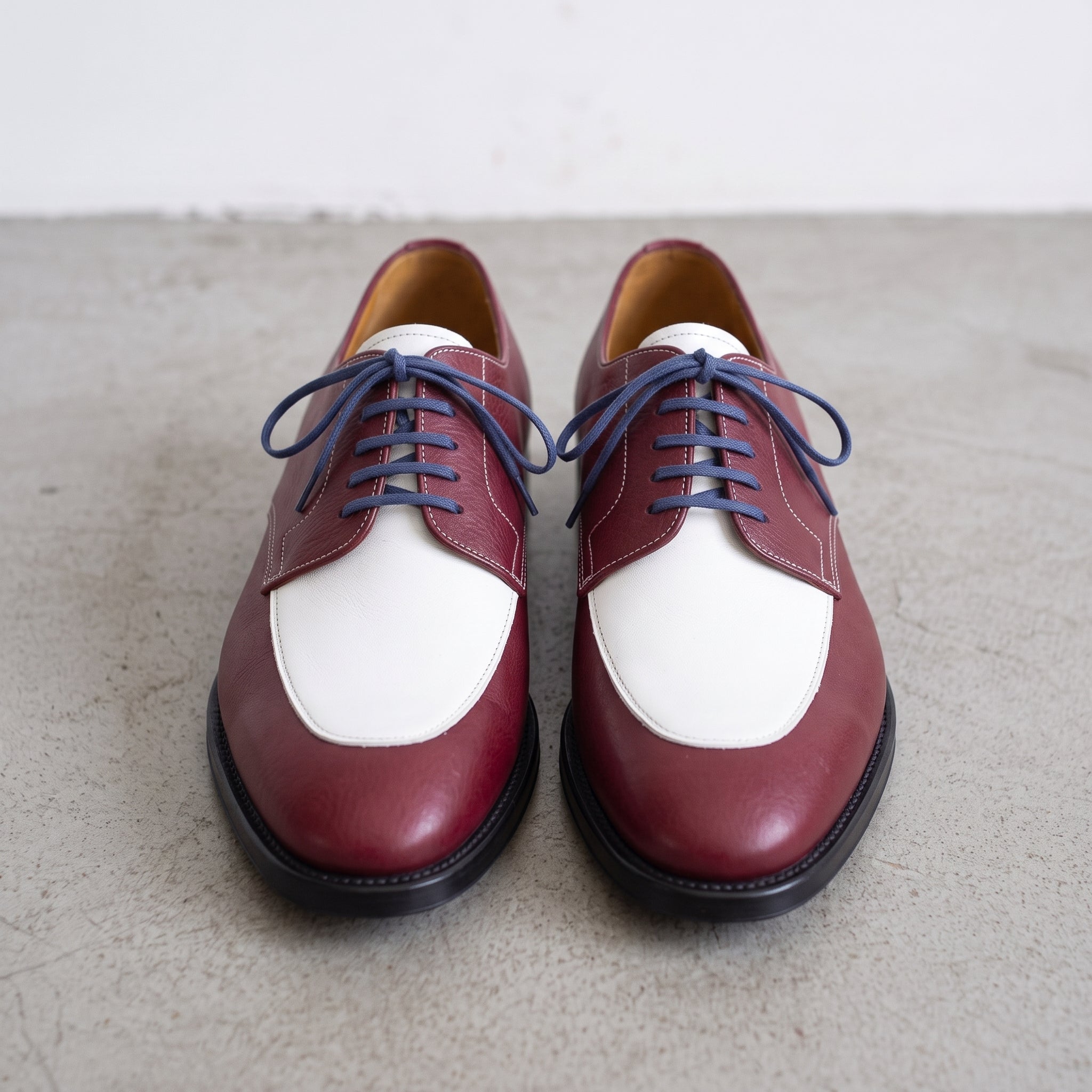 Men's Burgundy and White  Leather Derby Shoes — Fosbrooke