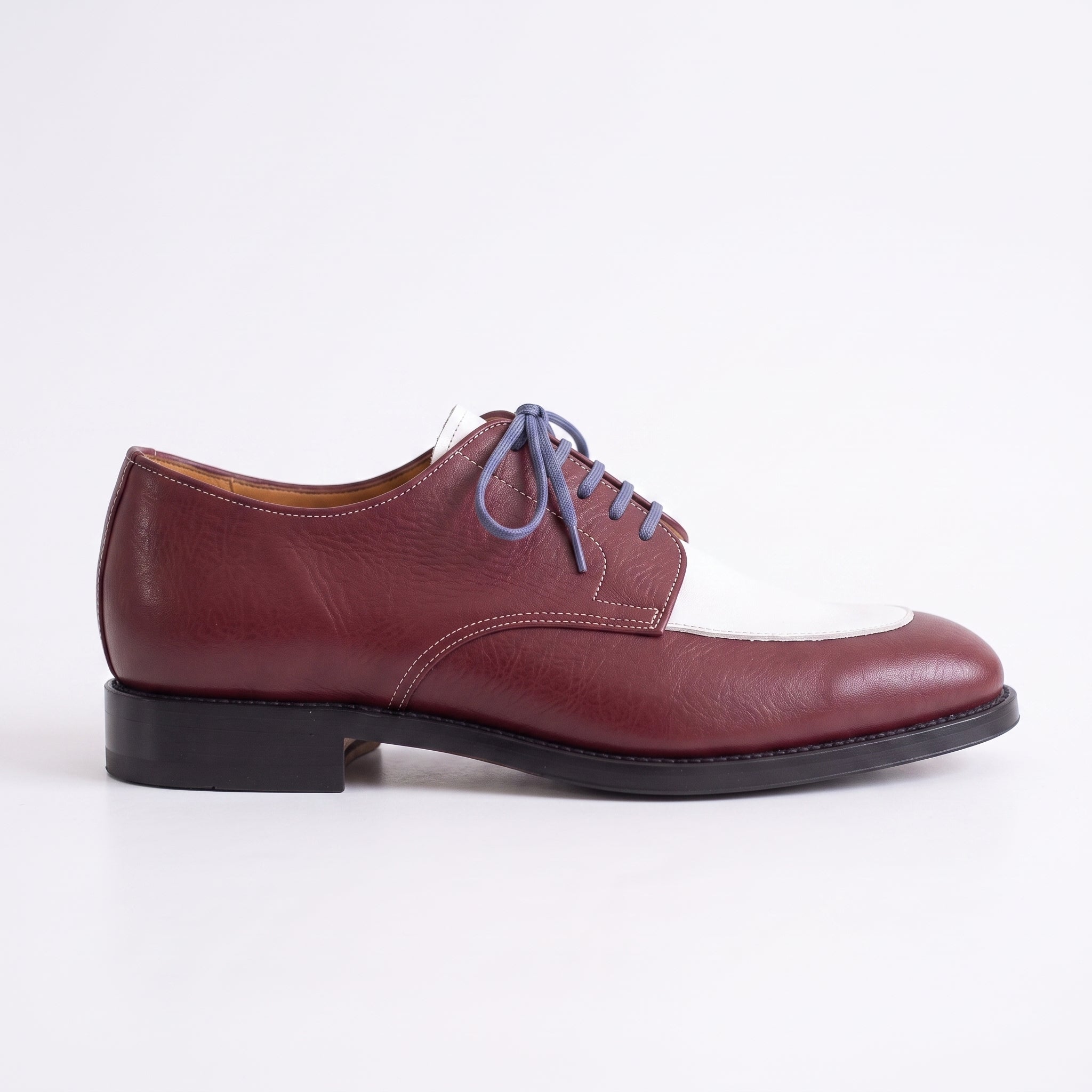 Men's Burgundy and White  Leather Derby Shoes — Fosbrooke