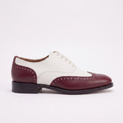 Men's Burgundy and White Wingtip Leather Oxfords — Bayford — Bayford