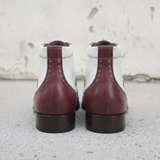 Men's Burgundy and White Wingtip Leather Spectator Boots — Scott
