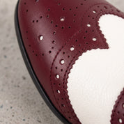 Men's Burgundy and White Wingtip Leather Spectator Oxfords — Bardolph